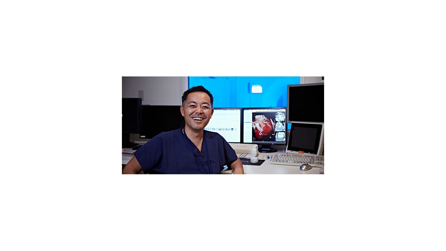 Section Chief, Radiology Department in the control room at the Tokyo Metropolitan Geriatric Medical Center 