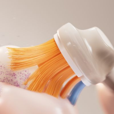 An A3 brush head cleaning plaque from teeth.