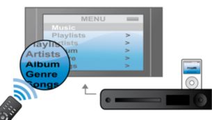 Dock integrada para iPod para reprodução com controle na tela