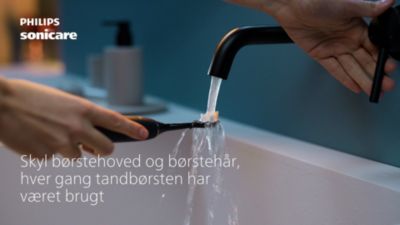 Sådan rengøres børstehovedet