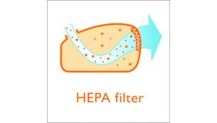 Filtro HEPA Clean Air que aspira hasta el polvo más fino