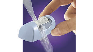Cabeça de depilação lavável para maior higiene e limpeza fácil