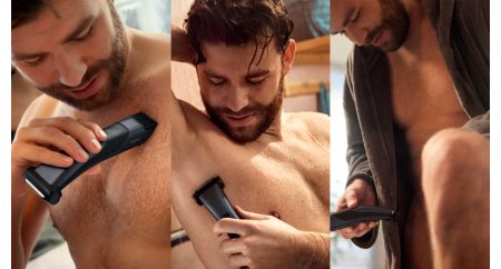 Dedicated trim & shave heads in one integrated design