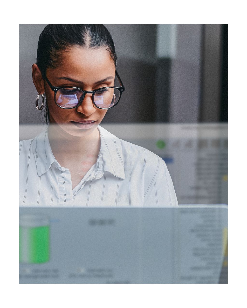 Professional reviewing screens.