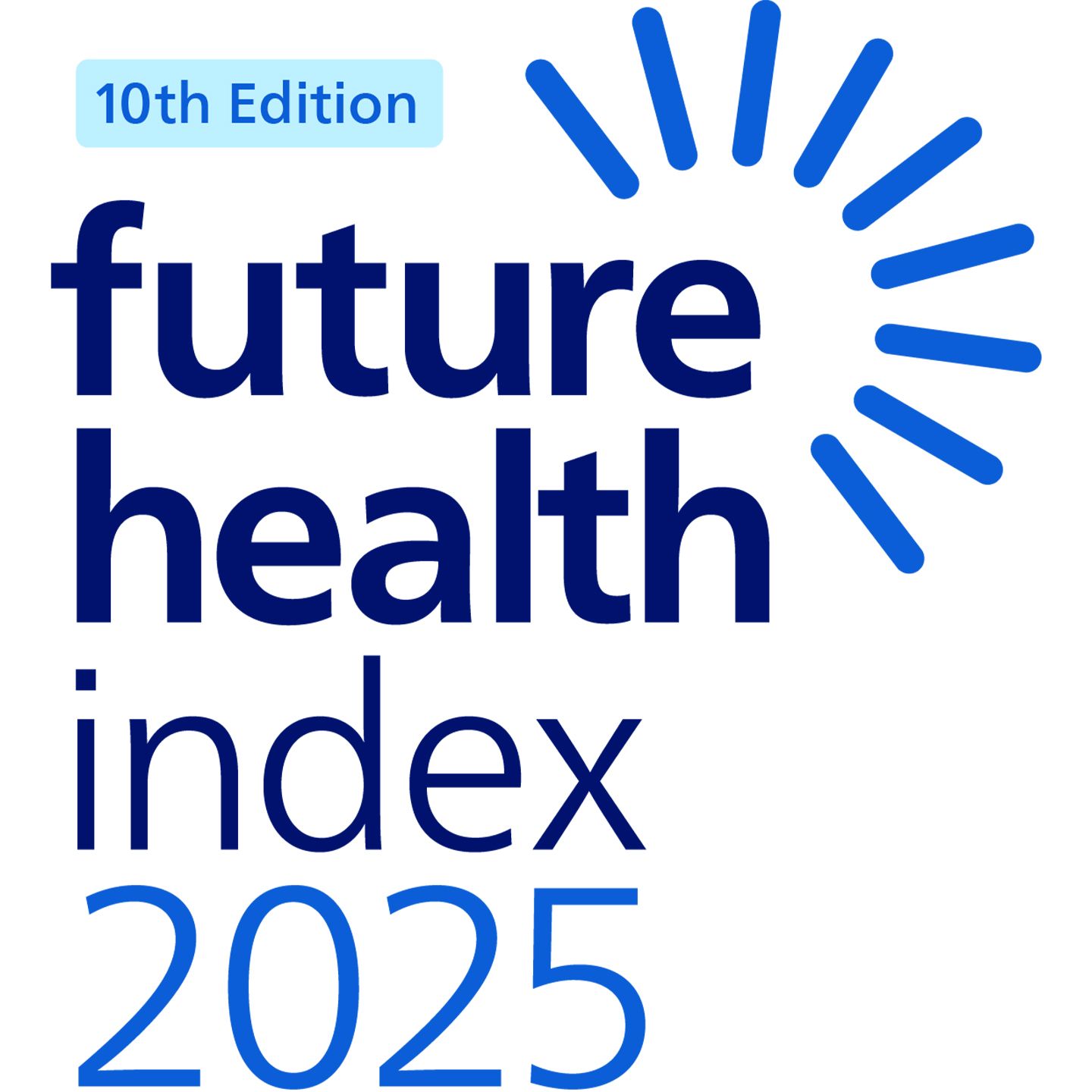 Future Health Index logo with stylized blue rays.