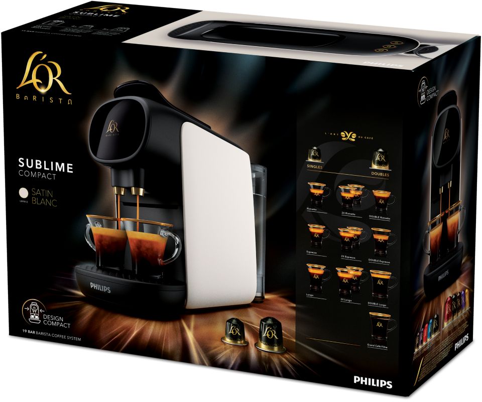 Philips L'Or Barista Sublime, Machine à Café à Capsules, Reconnaissance des  Capsules Doubles, 1 ou 2 Tasses, Bac d'Égouttement Réglable, Piano Noir  (LM9012/60) : : Cuisine et Maison