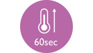 Snelle opwarmtijd, binnen 60 seconden klaar voor gebruik