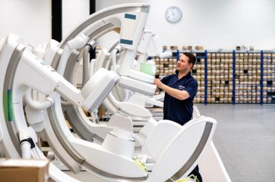 Philips Azurion image-guided therapy system in a modern interventional suite.