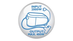 2.000-Watt-Motor mit einer maximalen Saugleistung von 400 Watt