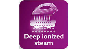 Deep ionised steam for optimal, hygienic ironing