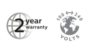 2-year warranty, worldwide voltage and replaceable blades