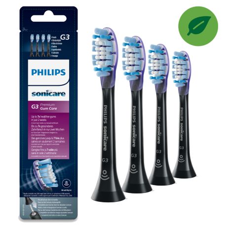 HX9054/33 Philips Sonicare G3 Premium Gum Care 4x Sonic hammasharjan päät - Musta