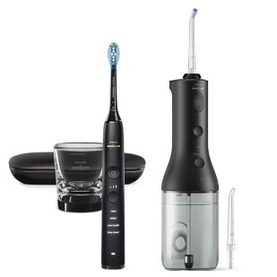 Sonicare Draadloze Power Flosser 3000 Waterflosser + DiamondClean 9000 - zwart