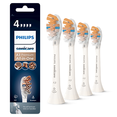 HX9094/10 Philips Sonicare A3 Premium All-in-One 4x White sonic toothbrush heads