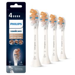 A3 Premium All-in-One Pack de 4 recargas brancas de escovas Sonicare