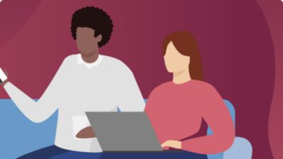 Illustration of providers looking at laptop