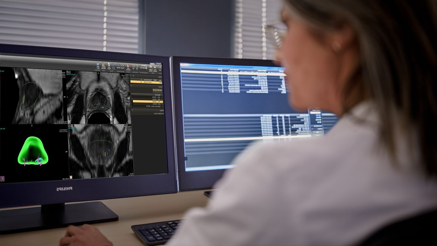 technician looking at a results screen