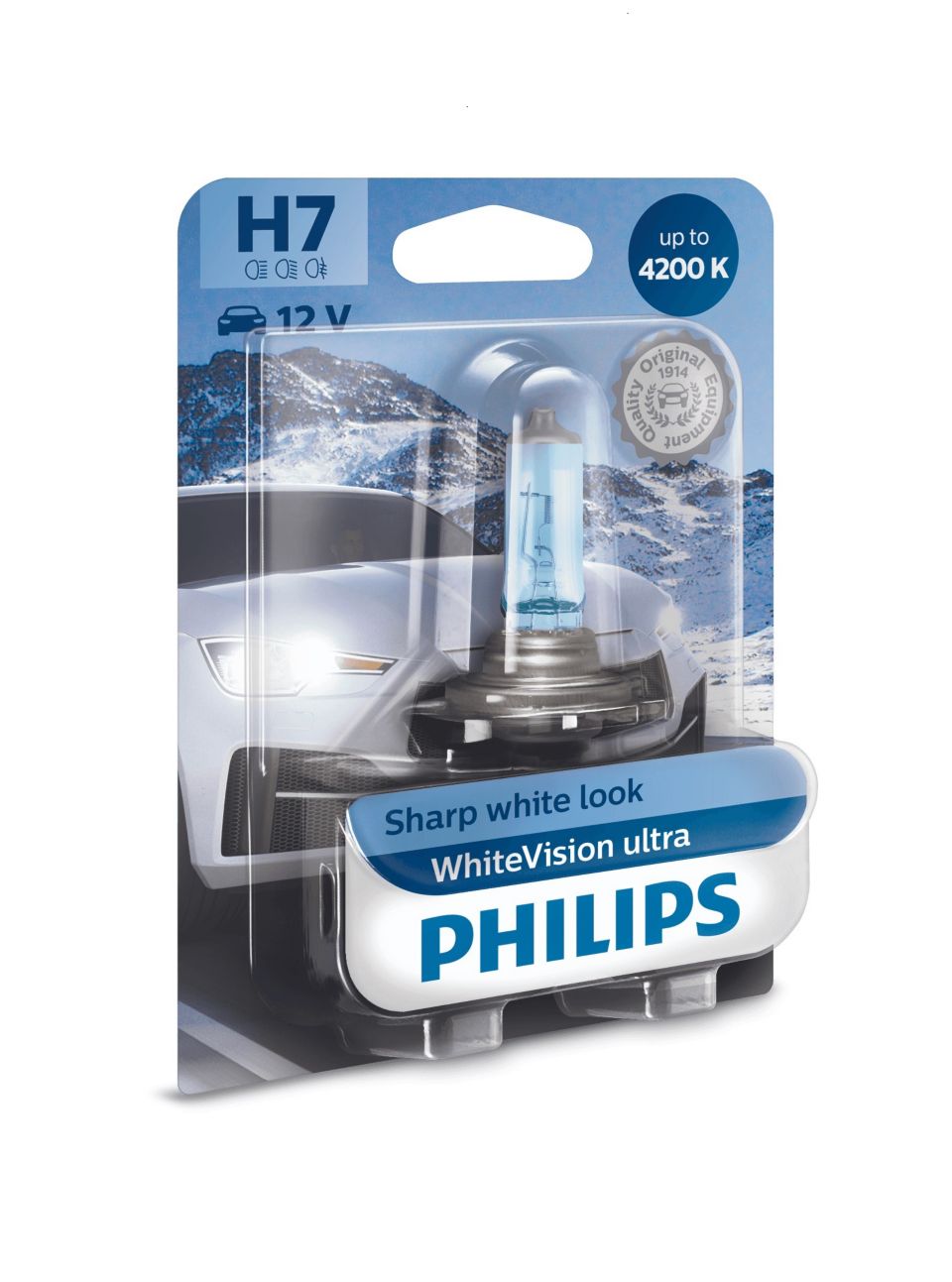 Ampoule H7 WhiteVision ultra PHILIPS 12V 55W 4200K - 12972WVUB1