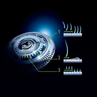 Los cabezales UltraTrack atrapan todos los vellos en pocas pasadas