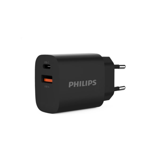 Wall charger with USB-A and C dual port