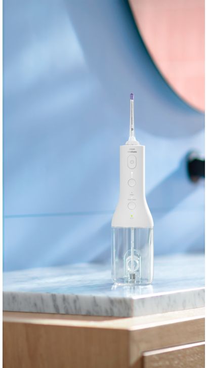 Philips Sonicare Draadloze Power Flosser staat op een werkblad