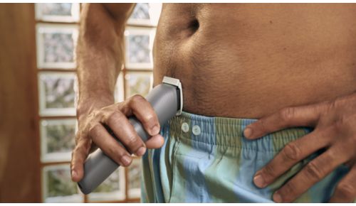 Uniquely designed to gently trim sensitive body areas