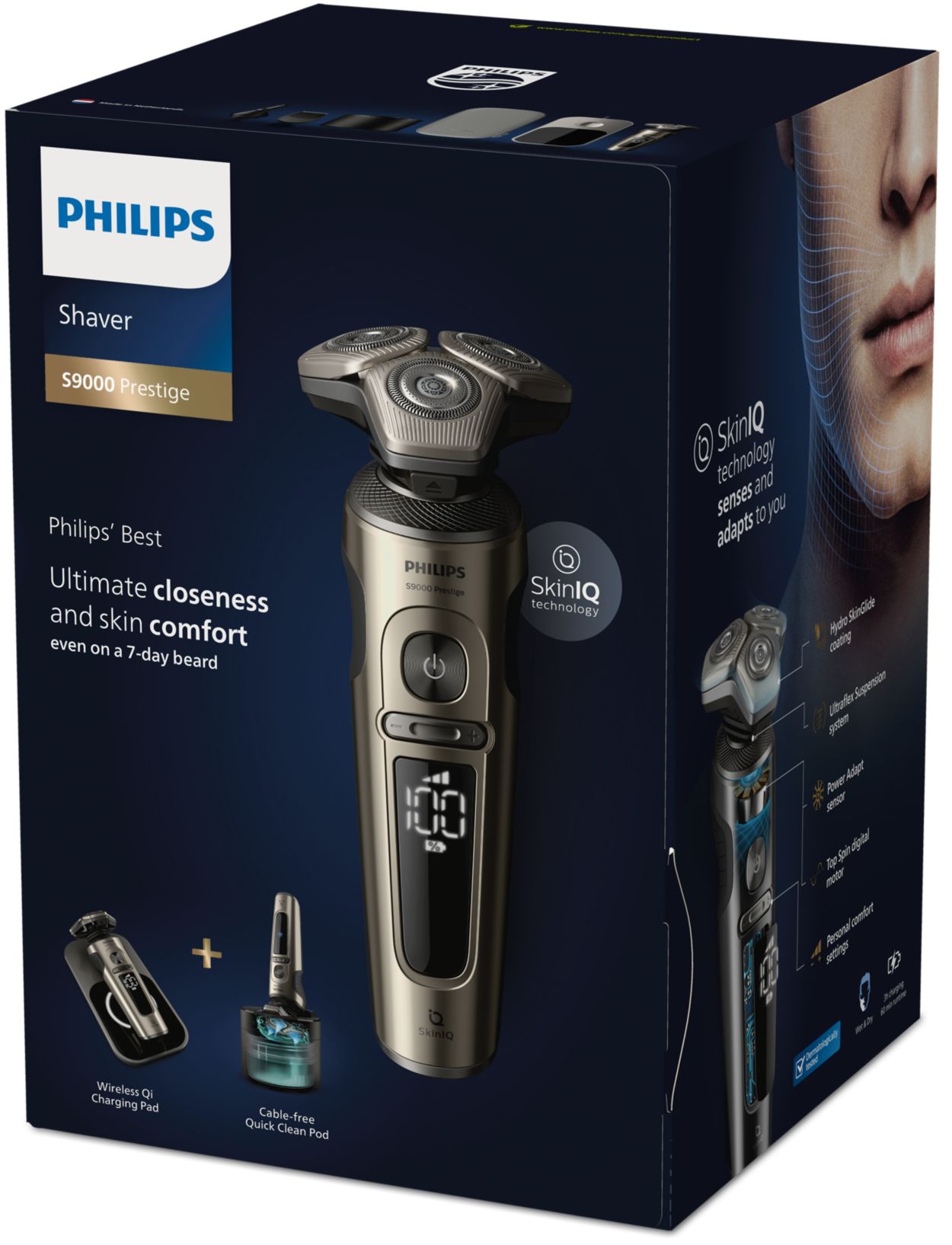 Shaver S9000 und Nass- SP9883/36 Elektrischer Trockenrasierer mit Prestige Philips | SkinIQ