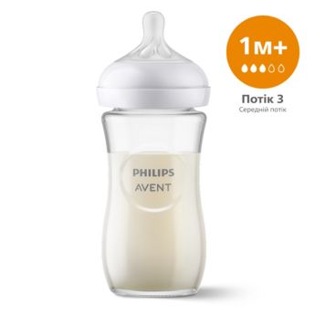 Новинка дитяча пляшечка Natural Природний Потік, скляна