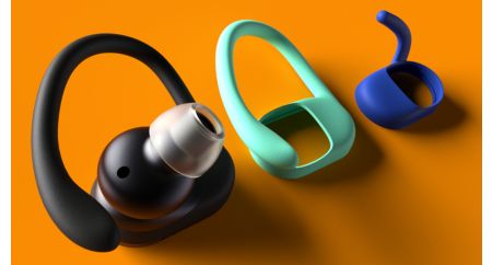 Flexible fit. Ear hooks or wing tips