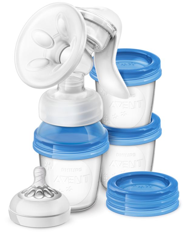 Philips Avent Manual breast pump with 3 cups