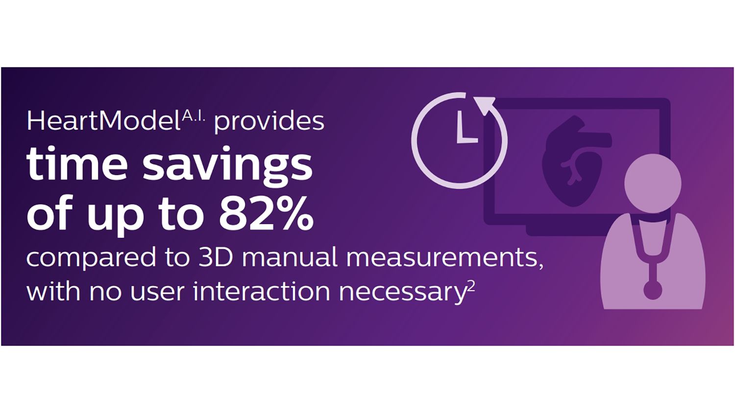 HeartModel provides time savings of up to 82% compared to 3D manual measurements, with no user interaction necessary [2].