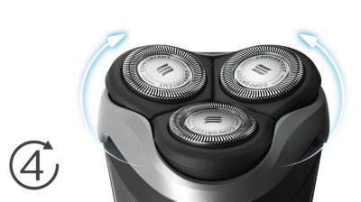 Glave se pomeraju u 4 smera da bi omogućile brijanje svih kontura