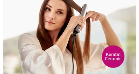 Pürüzsüz, ipeksi ve parlak saçlar için keratin seramik plakalar