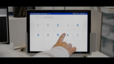 Tablet displaying radiology operations command center interface