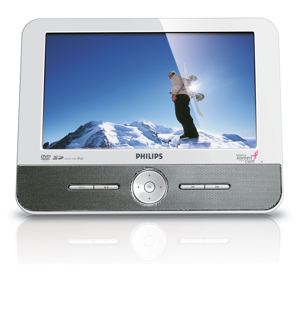 Enjoy your videos from iPod, DVD and SD card