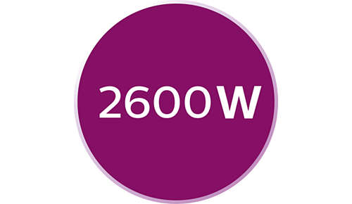 A 2600 W teljesítmény gyors felmelegedést és kiváló hatékonyságért