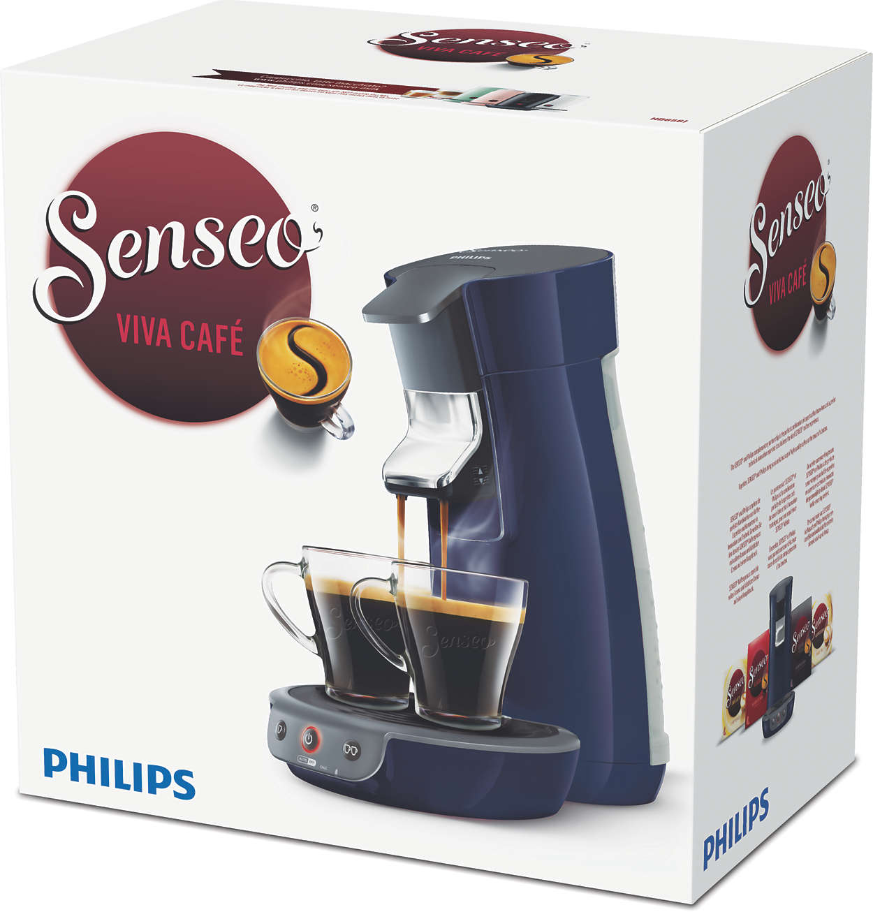 Independiente, Máquina de café en cápsulas, 0,9 L, Dosis de café, 1450 W, Azul Senseo Viva Café HD6561/71 Cafetera 