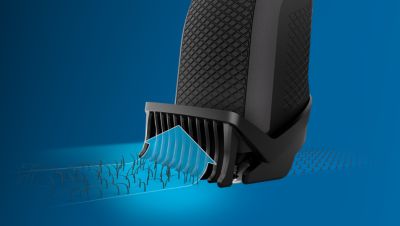 Trims evenly and captures low-lying hairs