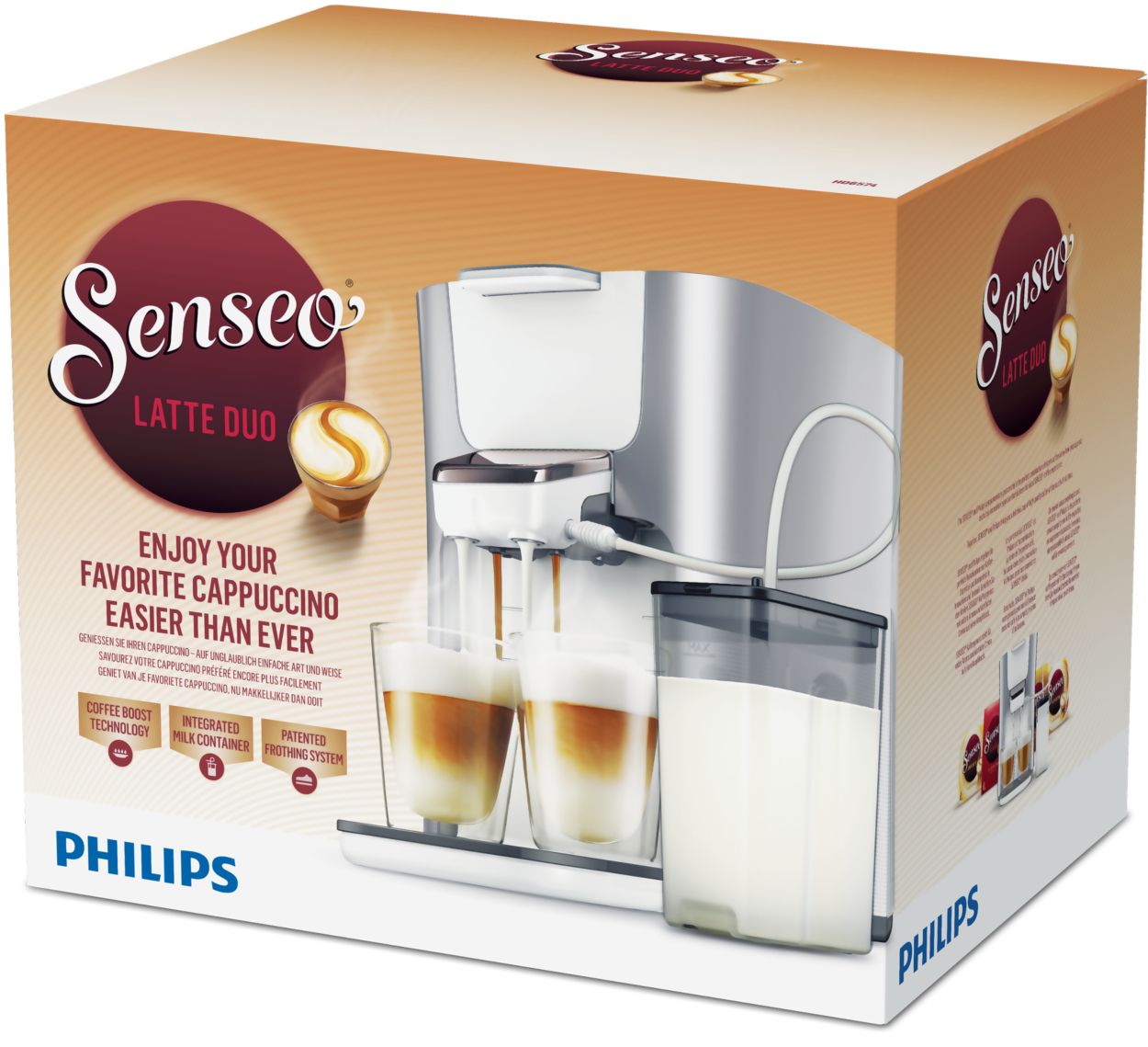 Philips Cafetera Senseo Latte Duo con leche Sistema hd6574/20, 1.0 l, 2650  W, Plata