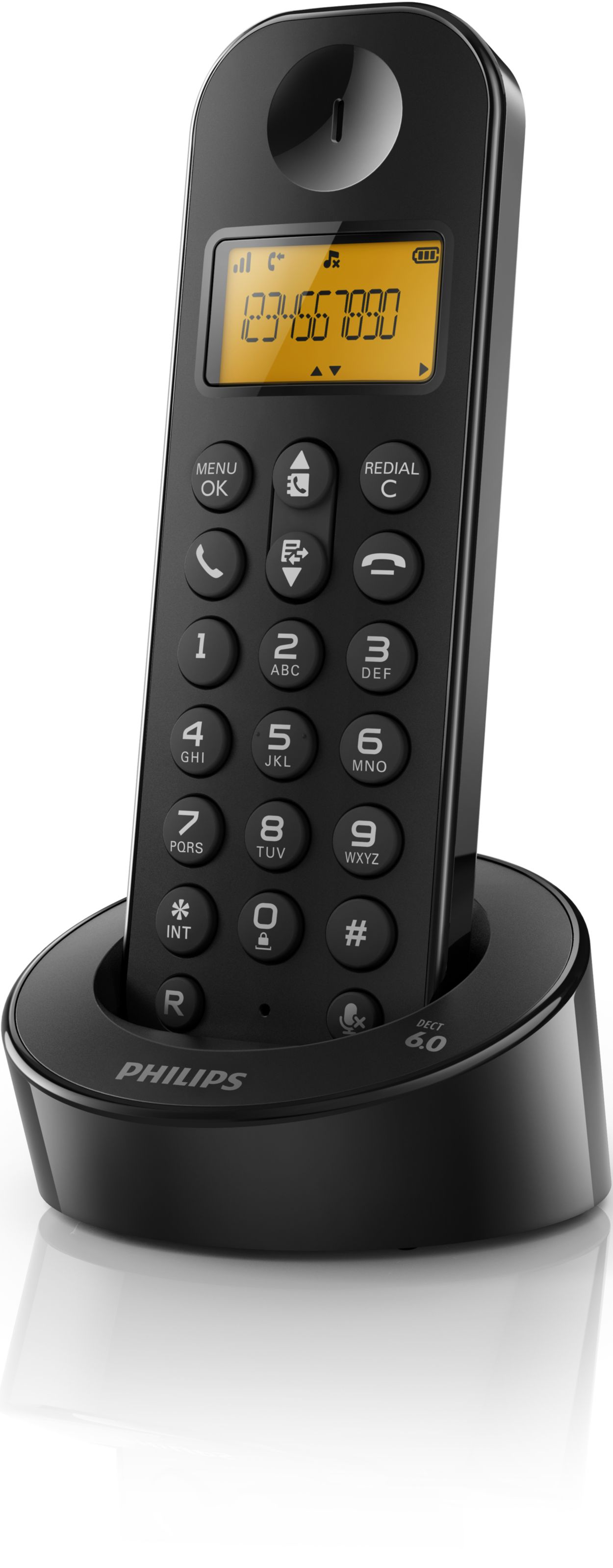 Telefone Sem Fios Philips Dect D1611B - Preto - Telefone sem Fios