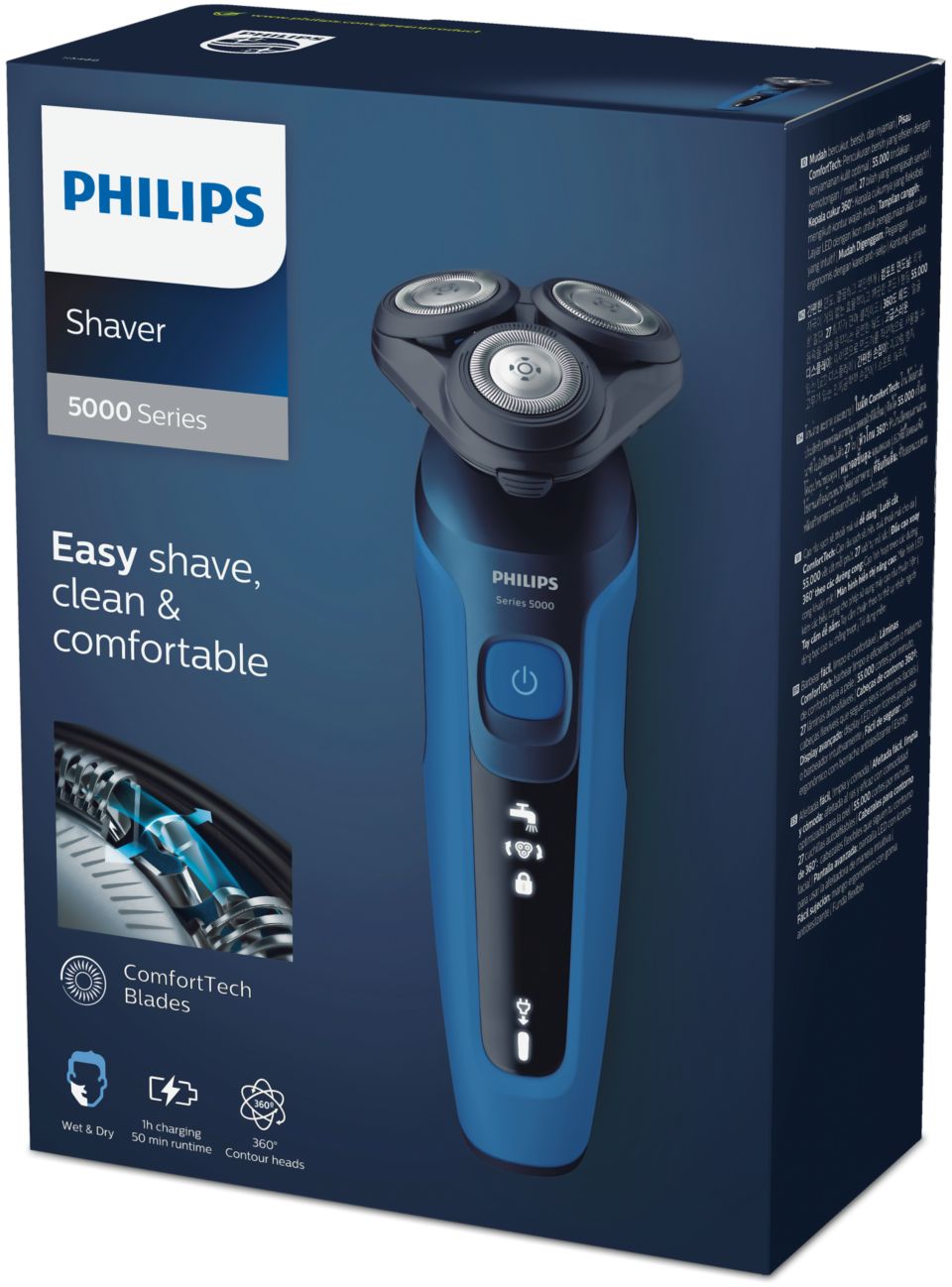Philips Shaver Series 5000, afeitadora eléctrica húmeda y seca con cápsula  de limpieza rápida sin cables, S5882/50