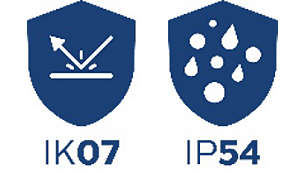충격과 작업 용액에 대한 내성 - IK07 및 IP54
