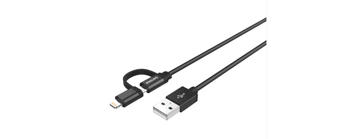Premium braided 2-in-1 cable aluminum connector