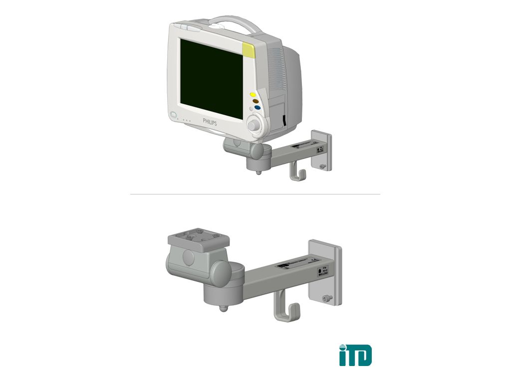 Rigid arm on GCX wall channel: Mounting kit