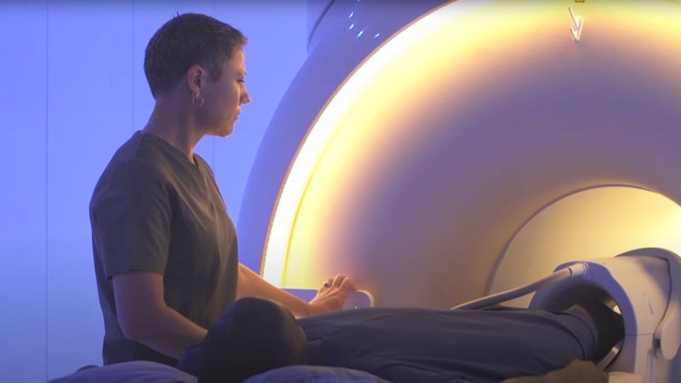 A patient receives radiology services.