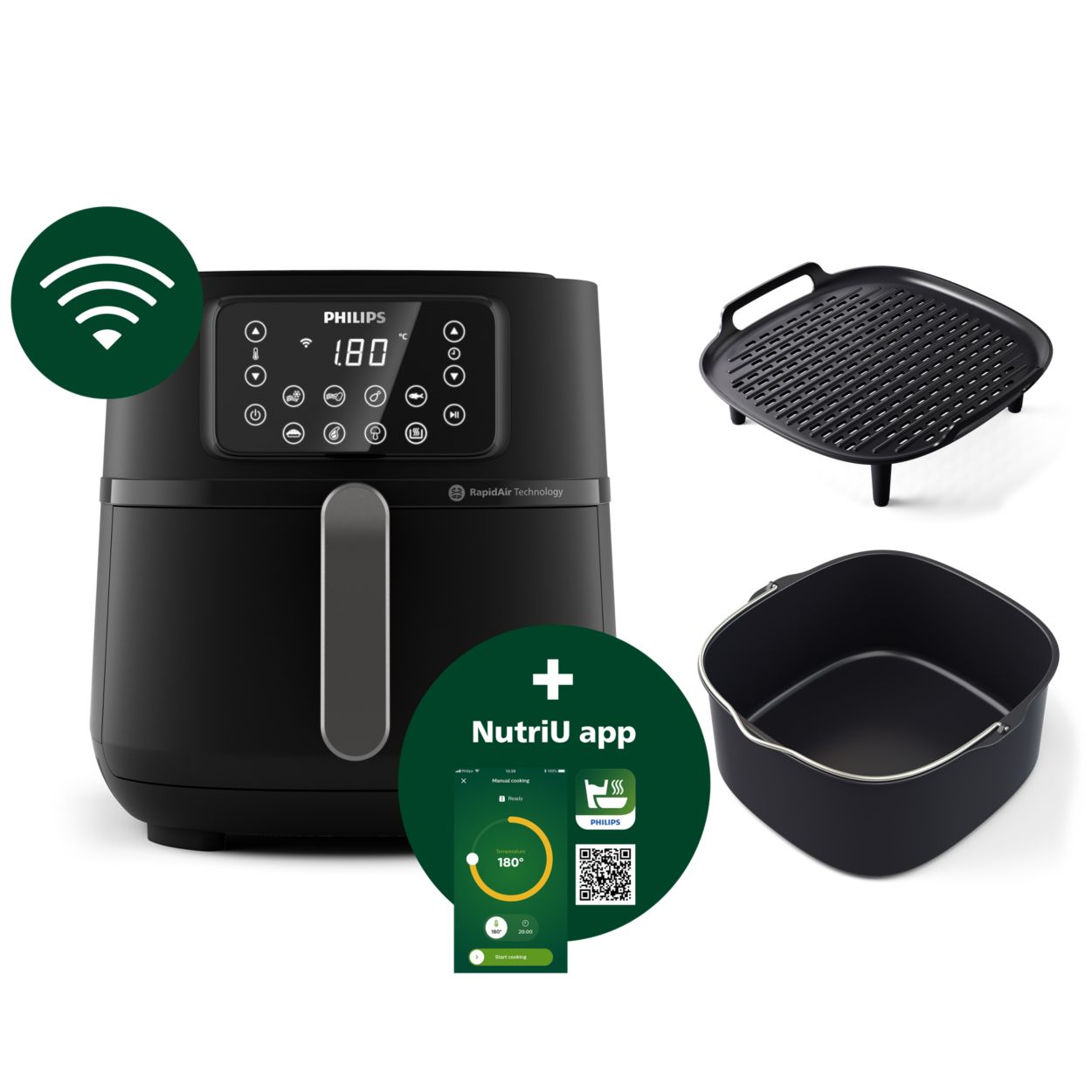 PHILIPS XXL Connected HD9285/96 Air Fryer (Wi-Fi) z formą do pieczenia i  rusztem grillowym Frytkownica beztłuszczowa - niskie ceny i opinie w Media  Expert