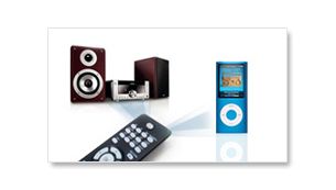 Alles-in-één afstandsbediening voor uw systeem en iPod/iPhone