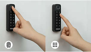 Fingerprint and PIN code unlocking with the wireless keypad*