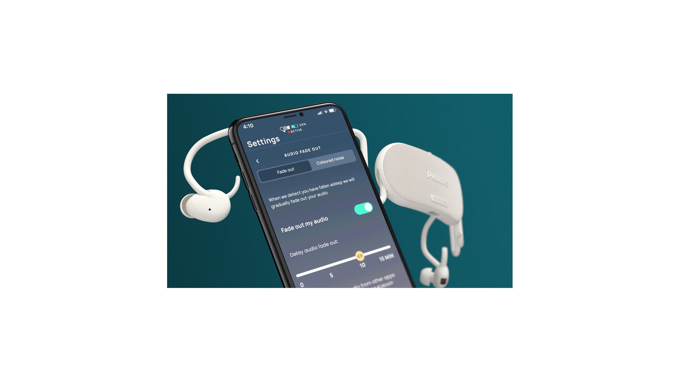 Couple sleeping, with the woman wearing Philips Sleep Headphones