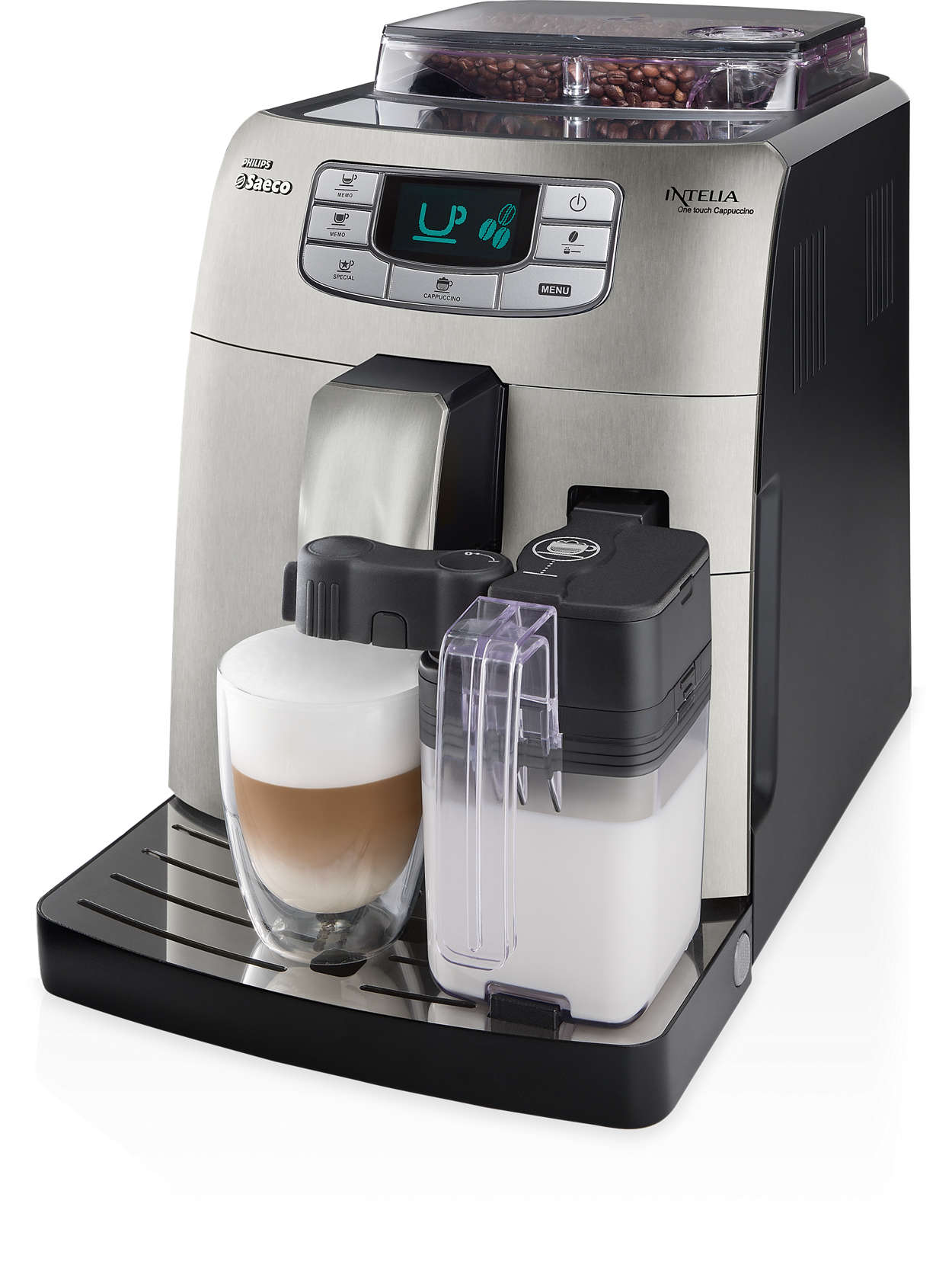 complications Transparent Monumental Intelia Super-automatic espresso machine HD8753/87 | Saeco